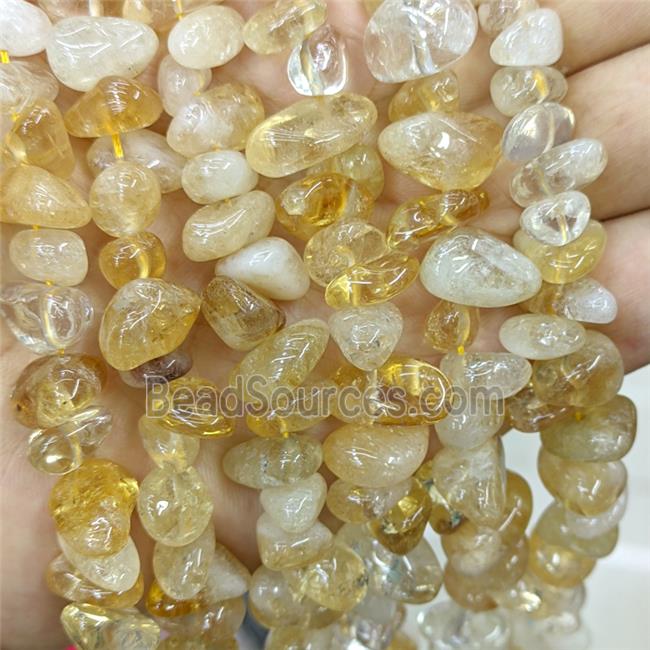 Natural Citrine Chips Beads Yellow Freeform