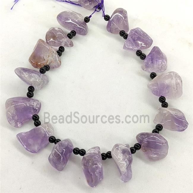 Natural Amethyst Nugget Beads Freeform Topdrilled