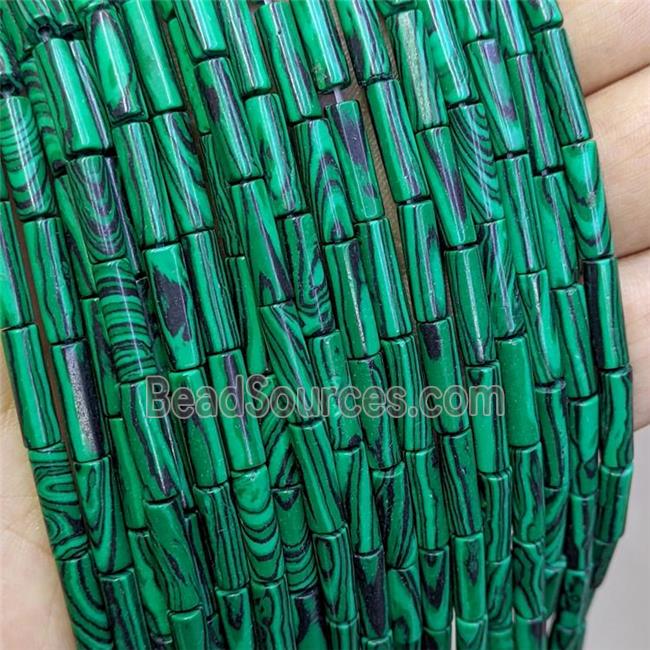 Synthetic Malachite Tube Beads Green