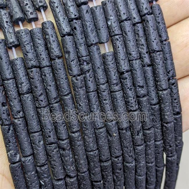 Black Lava Tube Beads