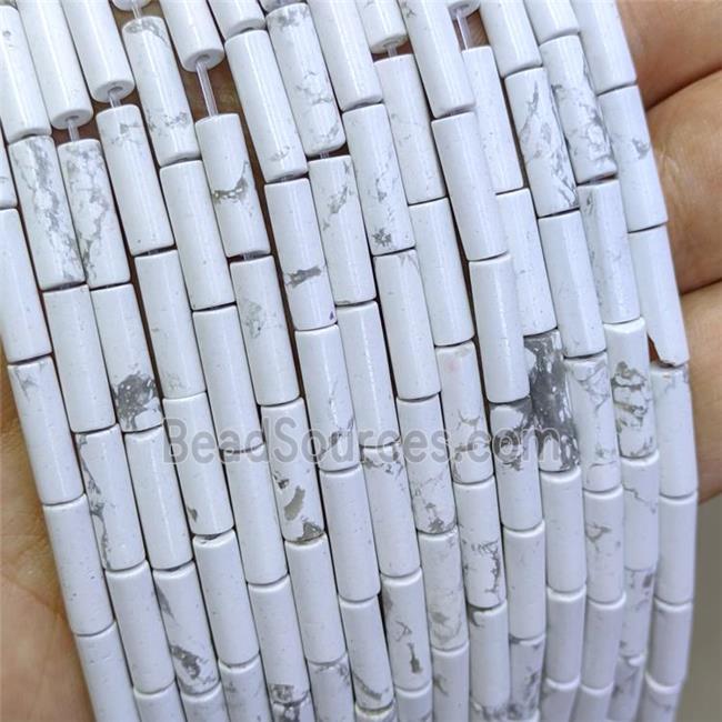 Natural White Howlite Tube Beads