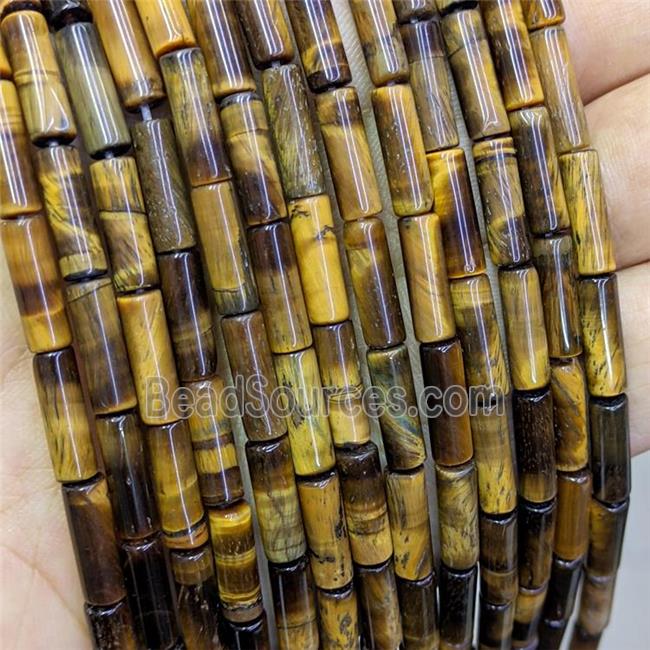 Natural Tiger Eye Stone Tube Beads