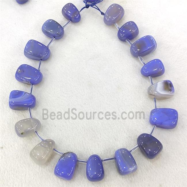 Natural Agate Teardrop Beads Graduated Blue Dye Topdrilled