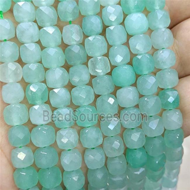 Green Jade Beads Dye Faceted Cube