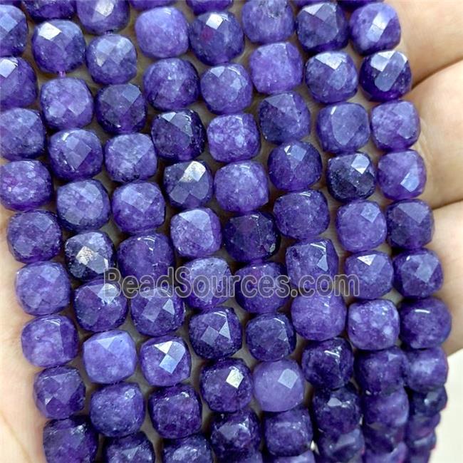 Darkpurple Jade Beads Dye Faceted Cube