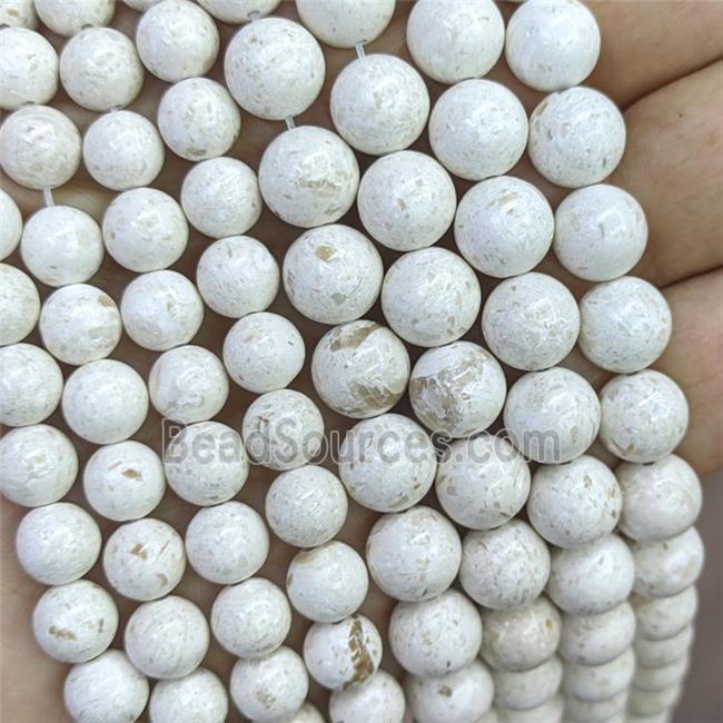 Natural White River Jasper Beads Smooth Round