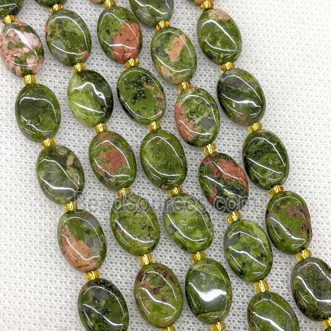 Natural Unakite Oval Beads Green