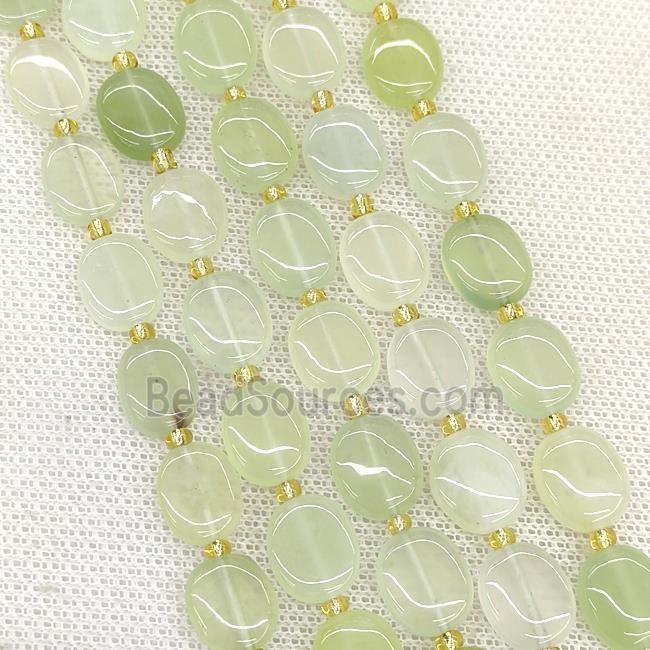 Natural New Mountain Jade Oval Beads Green