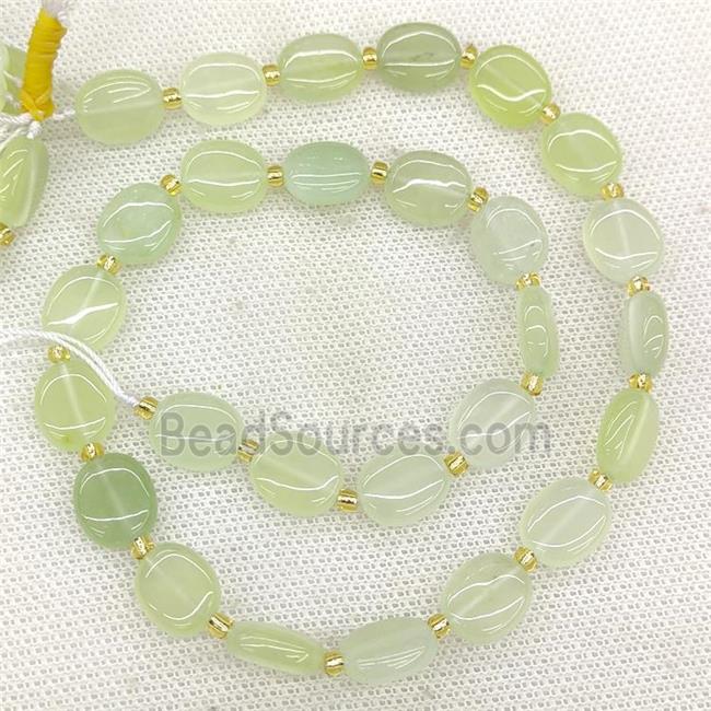 Natural New Mountain Jade Oval Beads Green