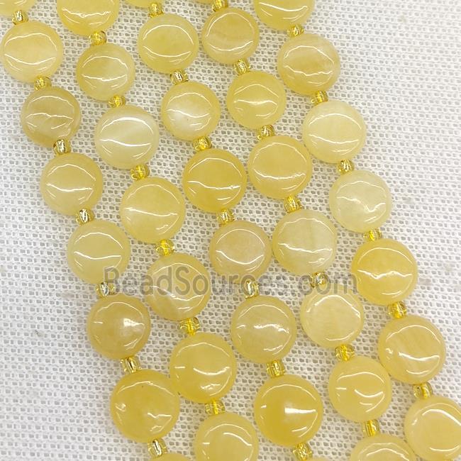 Natural Yellow Honey Jade Coin Beads