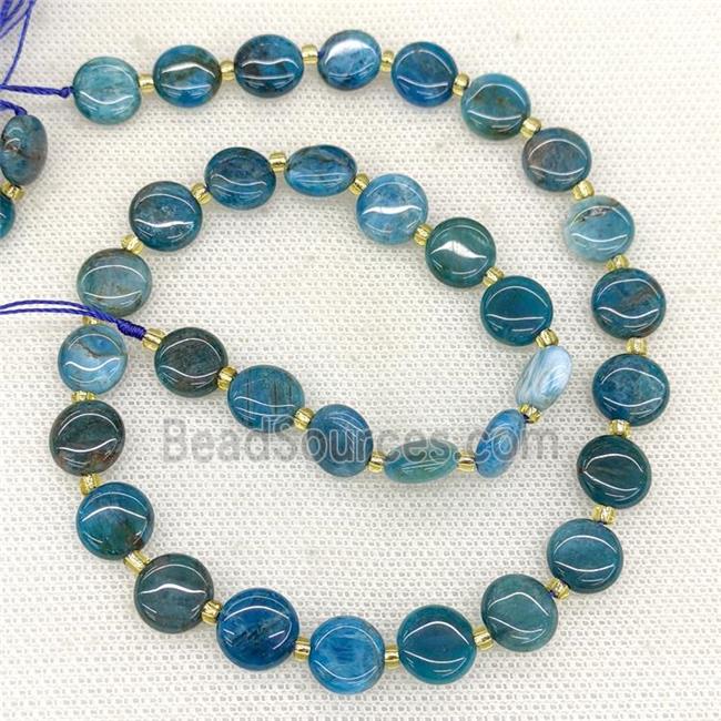 Natural Apatite Coin Beads Blue