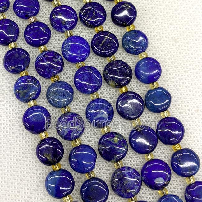 Natural Blue Lapis Lazuli Coin Beads