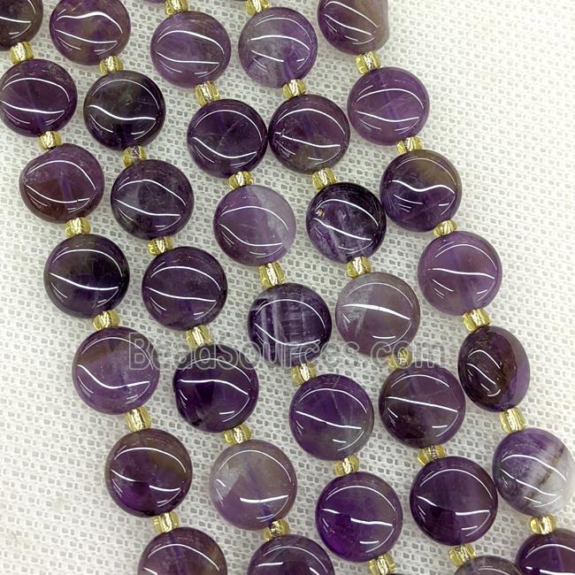 Natural Purple Amethyst Coin Beads