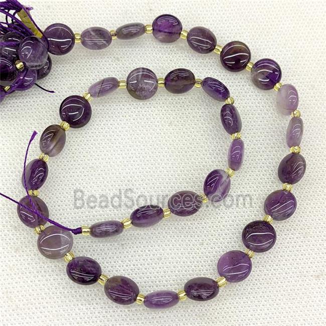 Natural Purple Amethyst Coin Beads