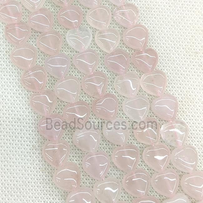 Natural Pink Rose Quartz Heart Beads