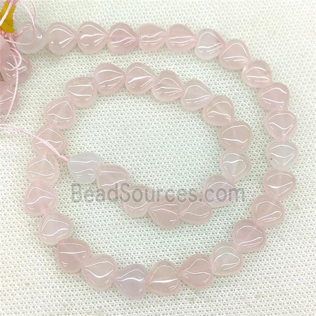 Natural Pink Rose Quartz Heart Beads