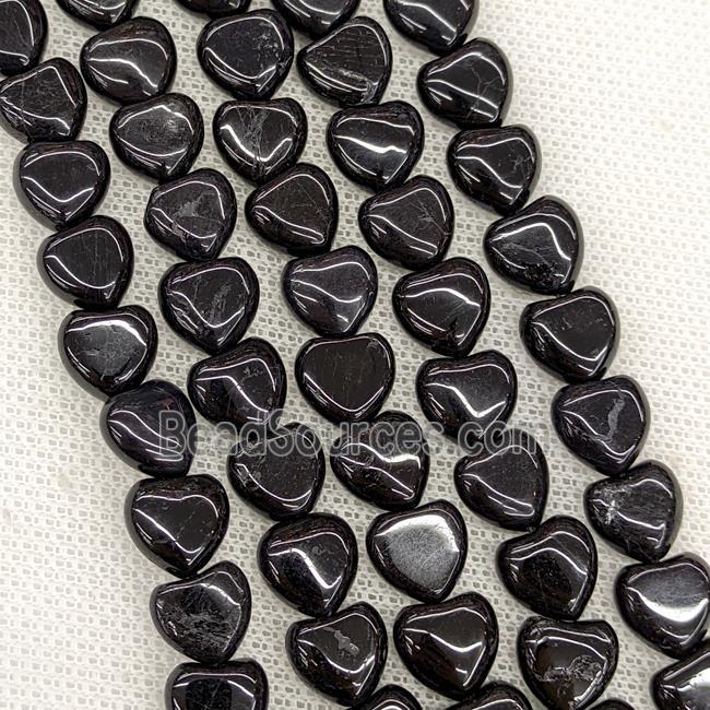 Natural Black Tourmaline Heart Beads