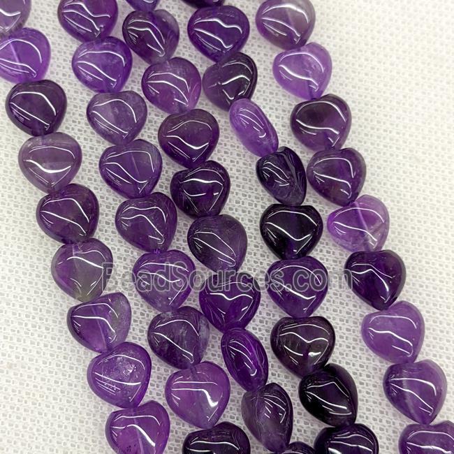 Natural Purple Amethyst Heart Beads