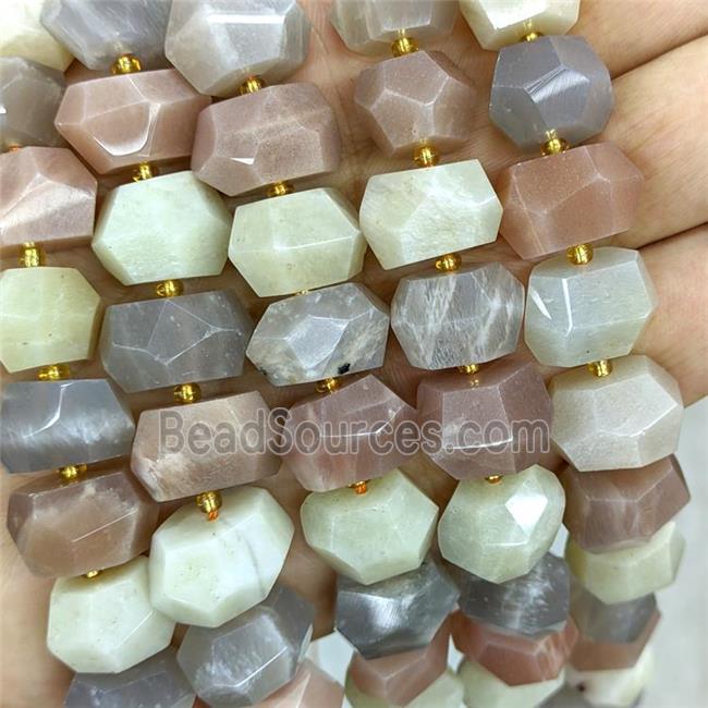 Natural Moonstone Beads Multicolor Faceted Rondelle