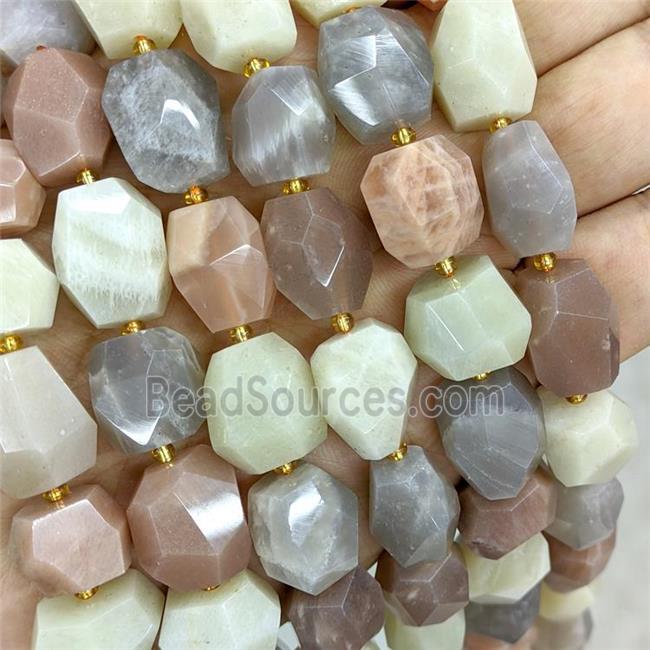 Natural Moonstone Nugget Beads Multicolor Faceted Freeform