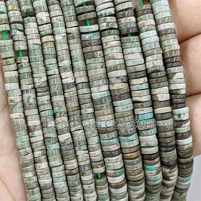 Natural Green Grass Agate Heishi Spacer Beads B-Grade