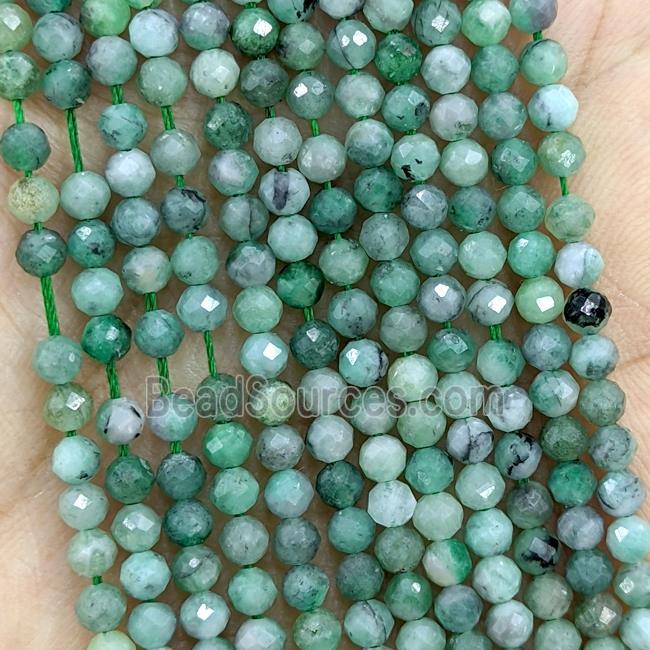 Natural Emerald Beads Faceted Round Green