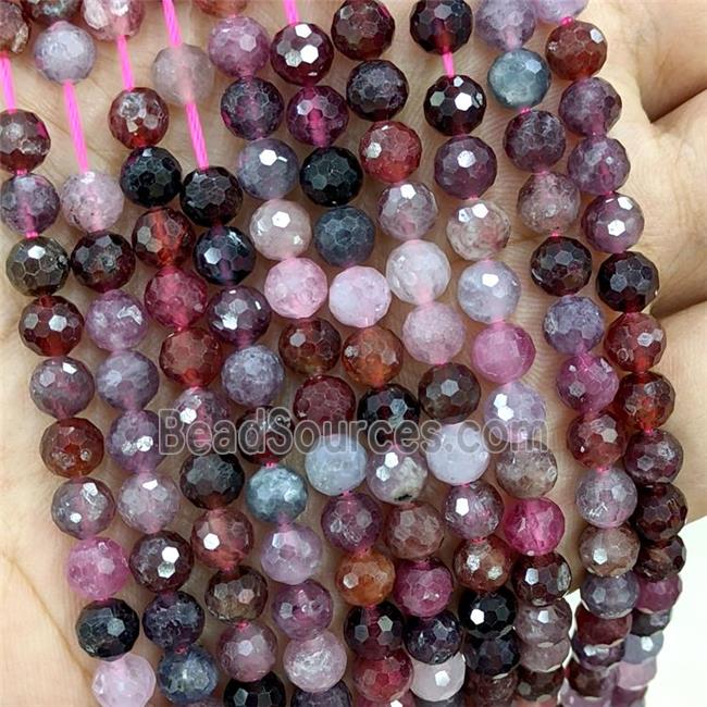 Natural Spinel Beads Multicolor Faceted Round