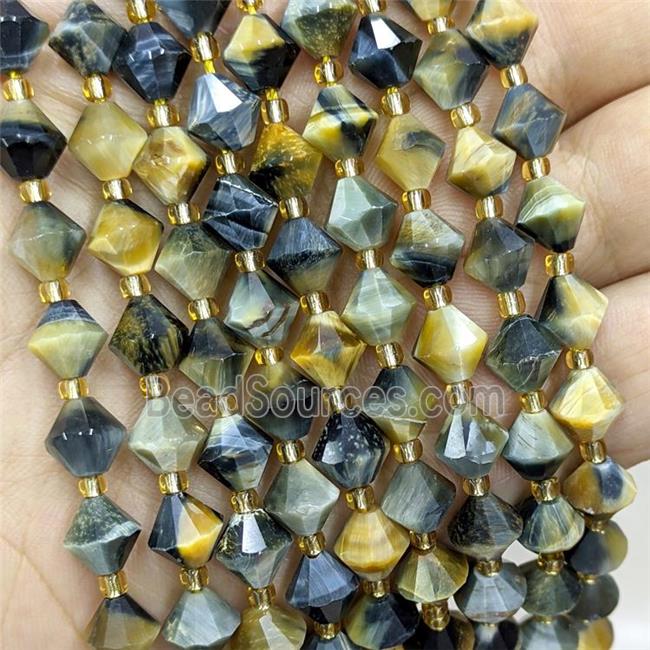 Fancy Tiger Eye Stone Bicone Beads