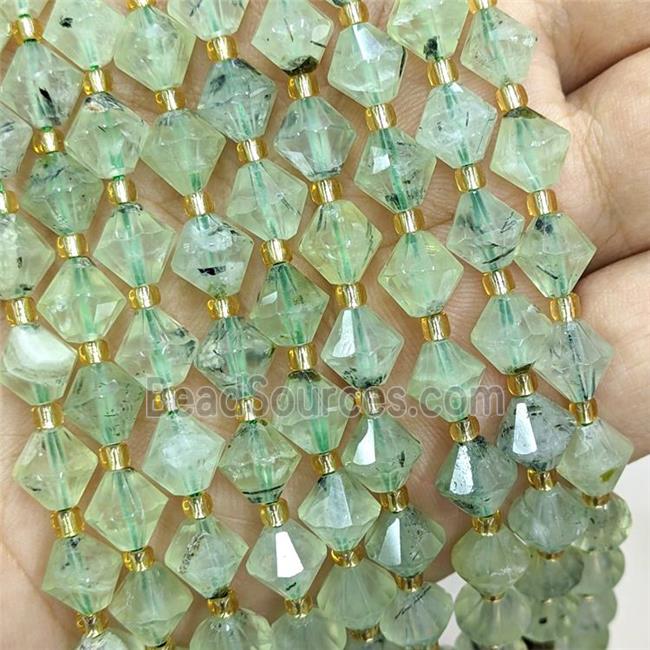 Natural Prehnite Bicone Beads Green