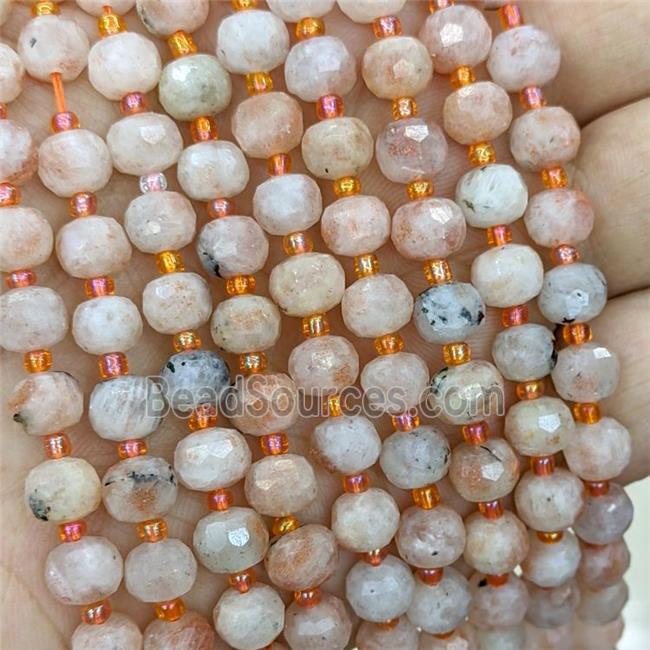 Natural Peach Sunstone Beads Faceted Rondelle