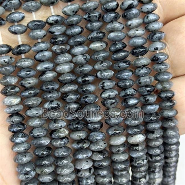 Natural Black Labradorite Beads Smooth Rondelle Larvikite