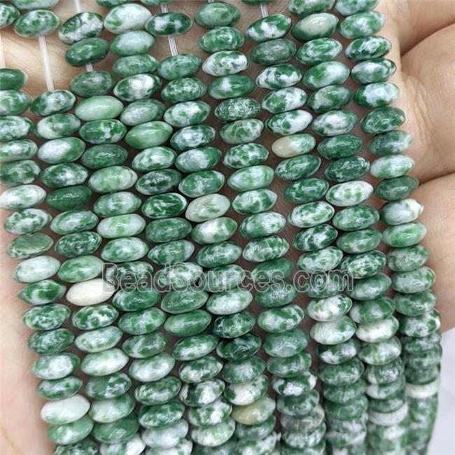 Natural Green Dalmatian Jasper Beads Smooth Rondelle