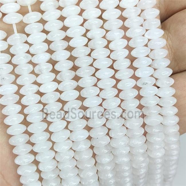 Natural White Jade Beads Smooth Rondelle