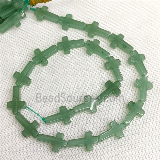 Natural Green Aventurine Cross Beads