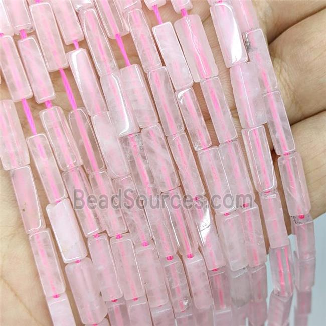 Natural Pink Rose Quartz Beads Cuboid