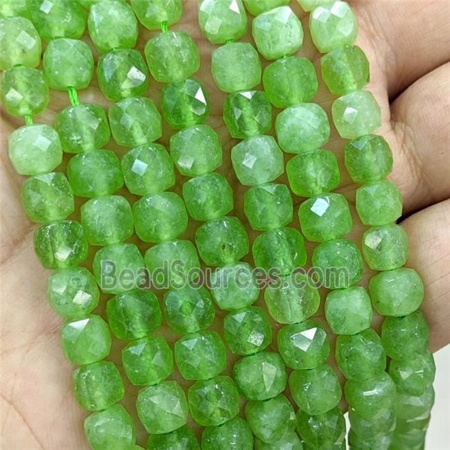 Natural Jade Cube Beads Green Dye