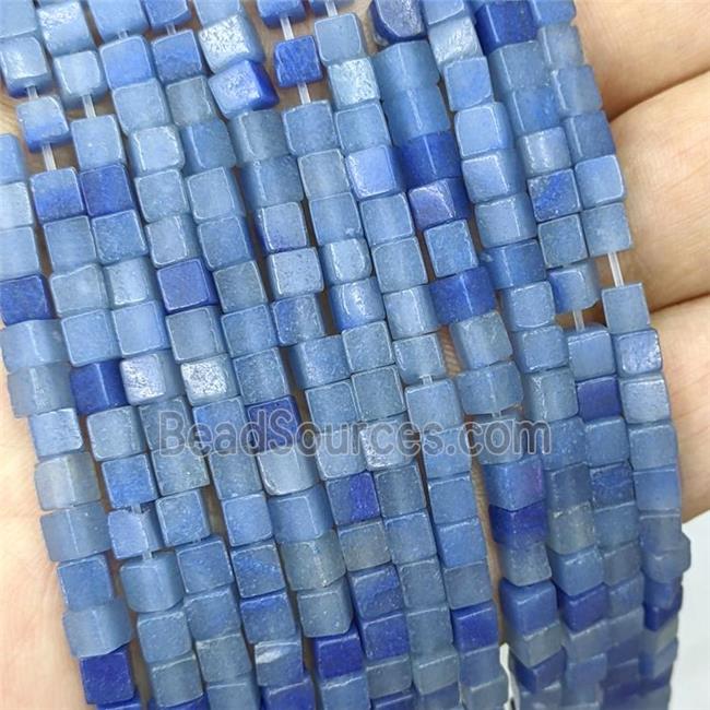 Natural Blue Aventurine Cube Beads