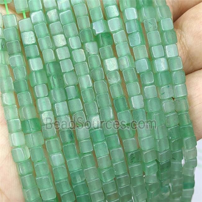 Natural Green Aventurine Cube Beads