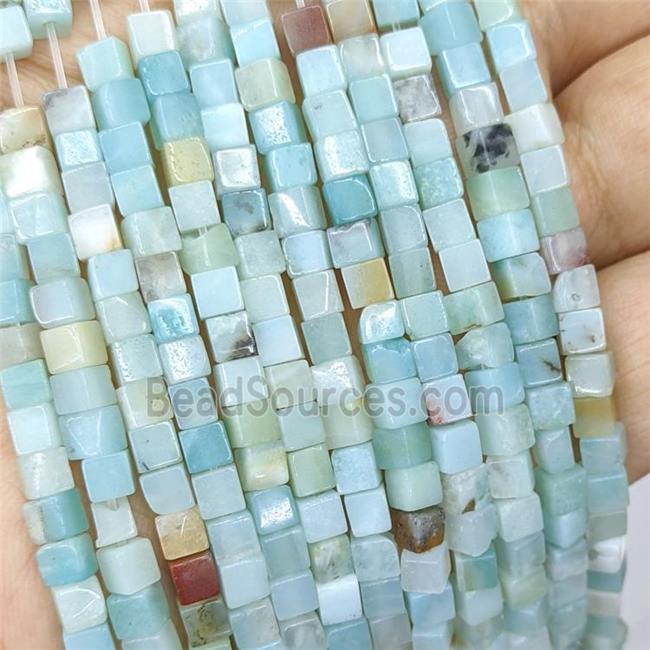 Natural Chinese Amazonite Cube Beads Blue