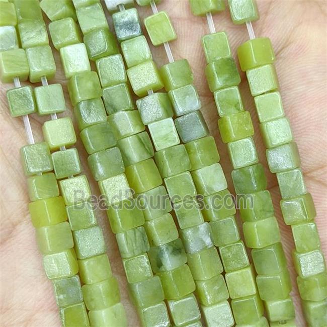 Chinese Green Jadeite Cube Beads