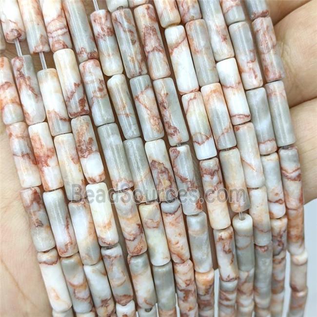 Red Silk Jasper Tube Beads