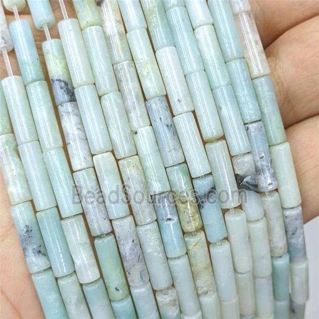 Natural Chinese Amazonite Tube Beads Blue Column