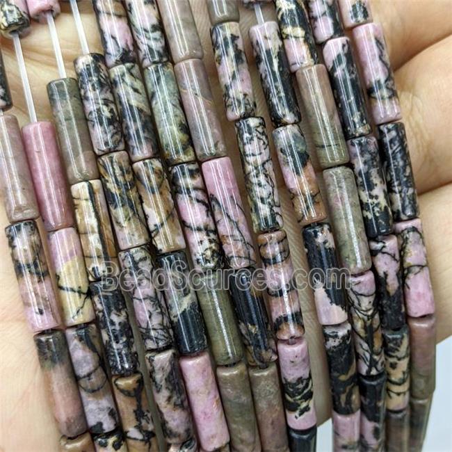 Natural Chinese Rhodonite Tube Beads Pink