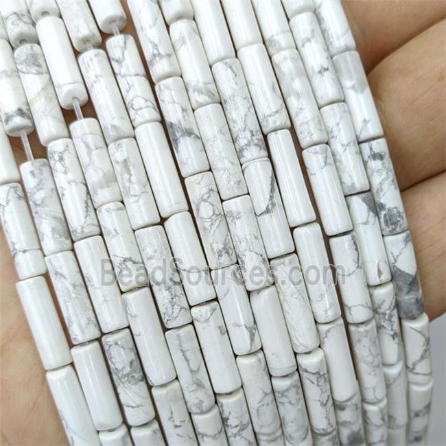 Natural White Howlite Turquoise Tube Beads