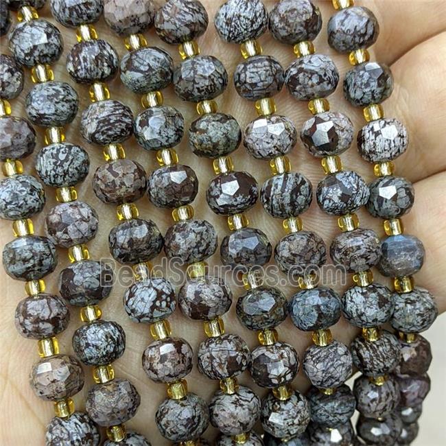 Natural Chinese Red Snowflake Jasper Beads Faceted Rondelle