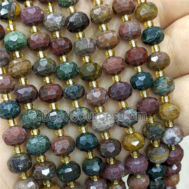 Natural Chook Bloodstone Beads Faceted Rondelle Multicolor