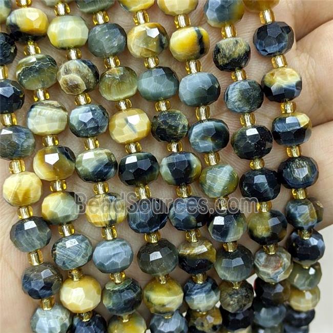 Natural Fancy Tiger Eye Stone Beads Faceted Rondelle