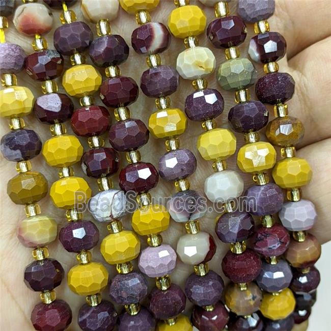 Natural Mookaite Beads Faceted Rondelle Multicolor