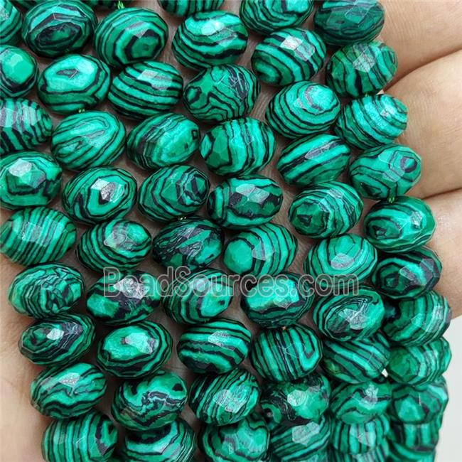 Green Synthetic Malachite Beads Faceted Rondelle