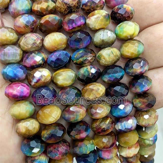 Natural Tiger Eye Stone Beads Faceted Rondelle Multicolor Dye